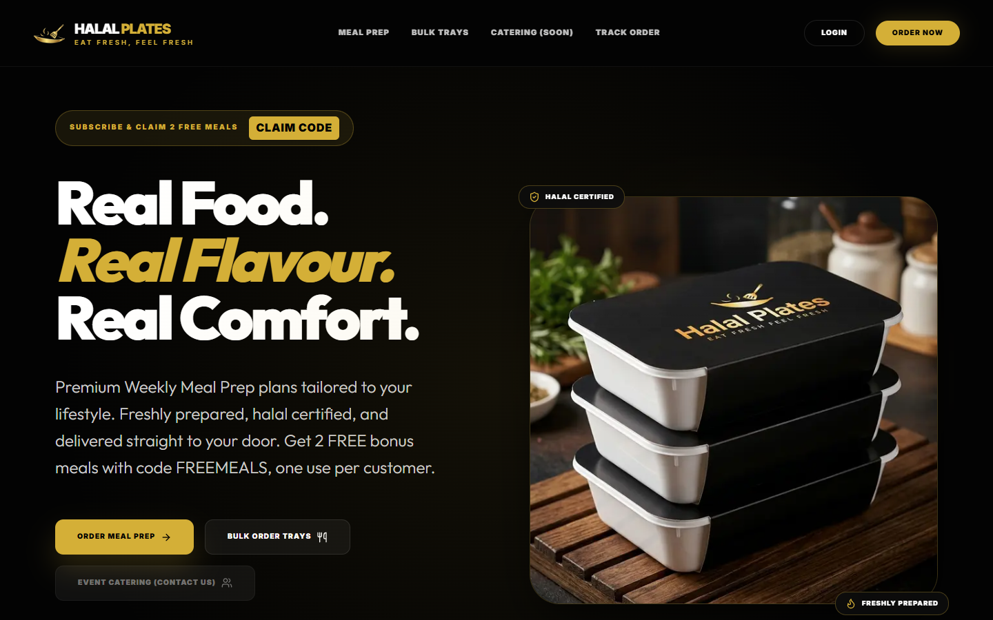 Screenshot of the live Halal Plates website (halalplates.ca)